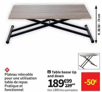 Table basse up and down