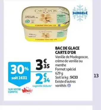Auchan Bac de Glace Carte d'Or offre