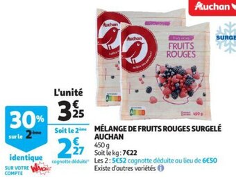 Auchan Mélange de Fruits Rouges Surgelé Auchan offre