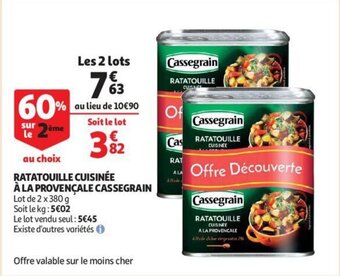 Auchan Ratatouille Cuisinée à la Provençale Cassegrain offre