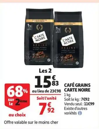 Auchan Café Grains Carte Noire offre