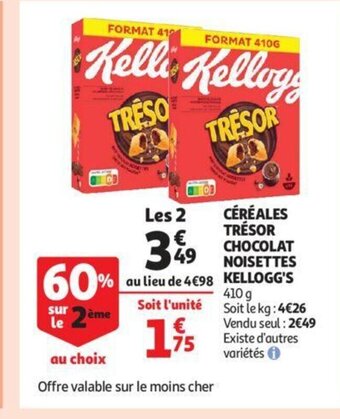Auchan Céréales Trésor Chocolat Noisettes Kellogg's offre
