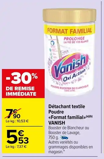 Carrefour Market Détachant Textile Poudre Format Familial Vanish offre