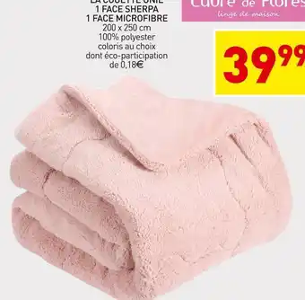 Stokomani Laure de flores la couette unie 1 face sherpa 1 face microfibre offre