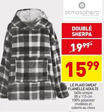 Stokomani Atmosphera le plaid sweat flanelle adulte offre