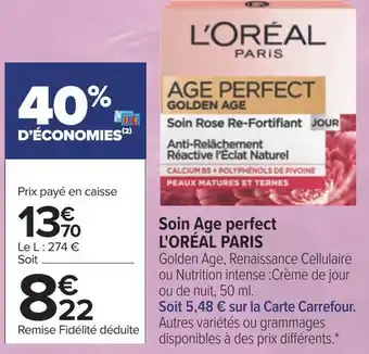Carrefour L'oréal paris soin age perfect offre