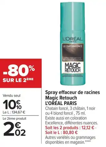 Carrefour L'oréal paris spray effaceur de racines magic retouch offre