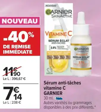 Carrefour Garnier sérum anti-tâches vitamine c offre