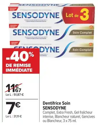 Carrefour Sensodyne dentifrice soin offre