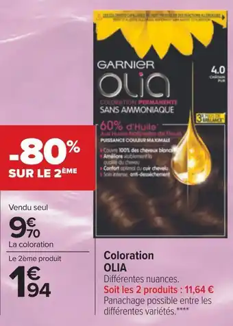Carrefour Garnier coloration olia offre