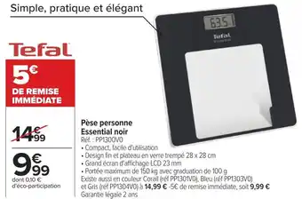 Carrefour Tefal pèse personne essential noir offre
