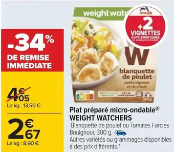 Carrefour Weight watchers plat préparé micro-ondable offre