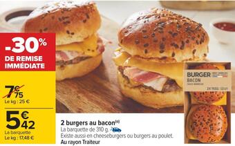 Carrefour 2 burgers au bacon offre