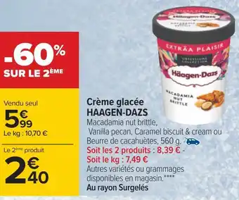 Carrefour Haagen-dazs crème glacée offre