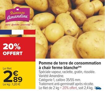 Carrefour Pomme de terre de consommation à chair ferme blanche offre