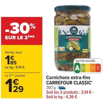 Carrefour Carrefour classic cornichons extra-fins offre