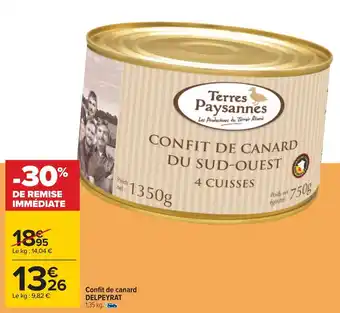 Carrefour Delpeyrat confit de canard offre