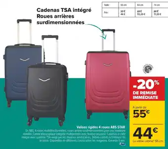 Carrefour Valises rigides 4 roues abs star offre