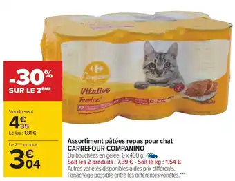 Carrefour Carrefour companino assortiment pâtées repas pour chat offre