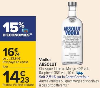 Carrefour Absolut vodka offre