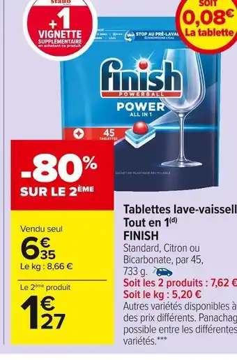 Carrefour Market Finish tablettes lave-vaisselle tout en 1 offre