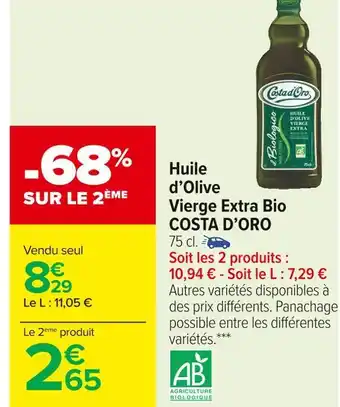 Carrefour Market Costa d’oro huile d’olive vierge extra bio offre