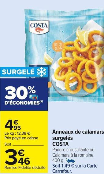Carrefour Market Costa anneaux de calamars surgelés offre