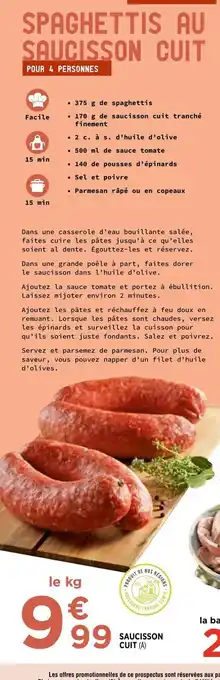 Bi1 SAUCISSON CUT offre