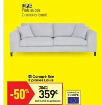 Conforama Canapé Fixe 3 Places Louis offre