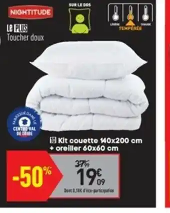 Conforama kit coutte 140x200 cm+ oreiller 60x60 cm offre