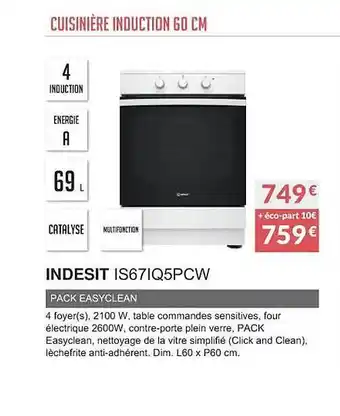 Copra Cuisinière induction 60 cm indesit is67iq5pcw offre