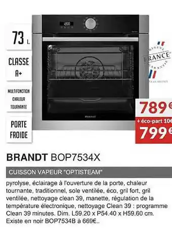 Copra Brandt bop7534x cuisson vapeur offre