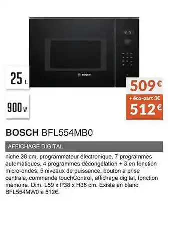 Bosch bfl554mb0 affichage digital