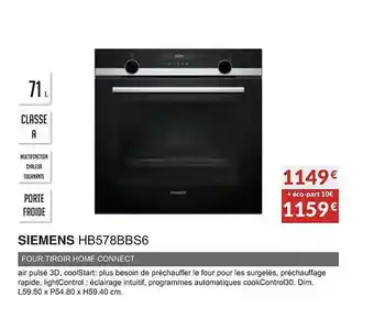 Copra Siemens hb578bbs6 four tiroir home connect offre
