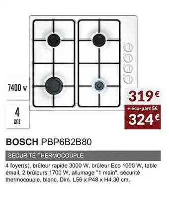 Copra Bosch pbp6b2b80 sécurité thermocouple offre