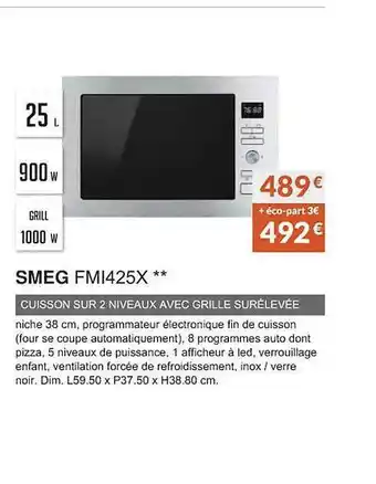 Copra Smeg fmi425x cuisson sur 2 niveaux avec grille surelevée offre