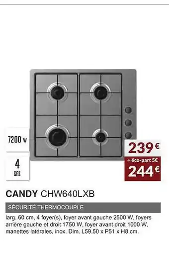 Copra Candy chw640lxb sécurité thérmocouple offre