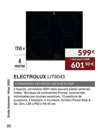 Copra Electrolux lit6043 commandes individuelles par foyer offre