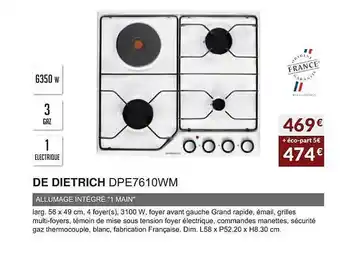 Copra De dietrich dpe7610wm allumage intégré offre
