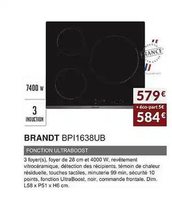 Copra Brandt bpi1638ub fonction ultraboost offre
