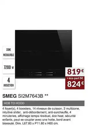 Copra Smeg si2m7643b hob to hood offre