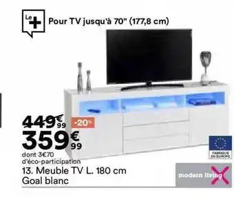 BUT Meuble tv l. 180 cm goal blanc modern living offre