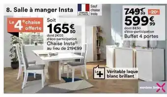 BUT Chaise insta, buffet 4 portes modern living offre