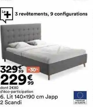 BUT Lit 140x190 cm japp 2 scandi offre