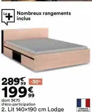 BUT Lit 140x190 cm lodge offre