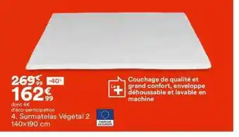 BUT Surmatelas végétal 2 140x190 cm offre