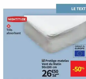 Conforama Protège-matelas vent du matin 90x190 cm nightitude offre
