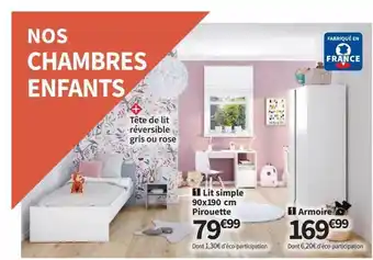 Conforama Lit simple 90x190 cm pirouette, armoire offre