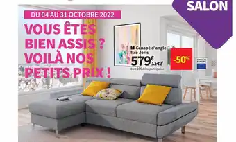 Conforama Canapé d'angle fixe joris offre