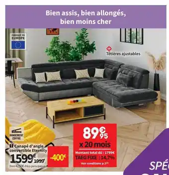 Conforama Canapé d'angle convertible eternity offre